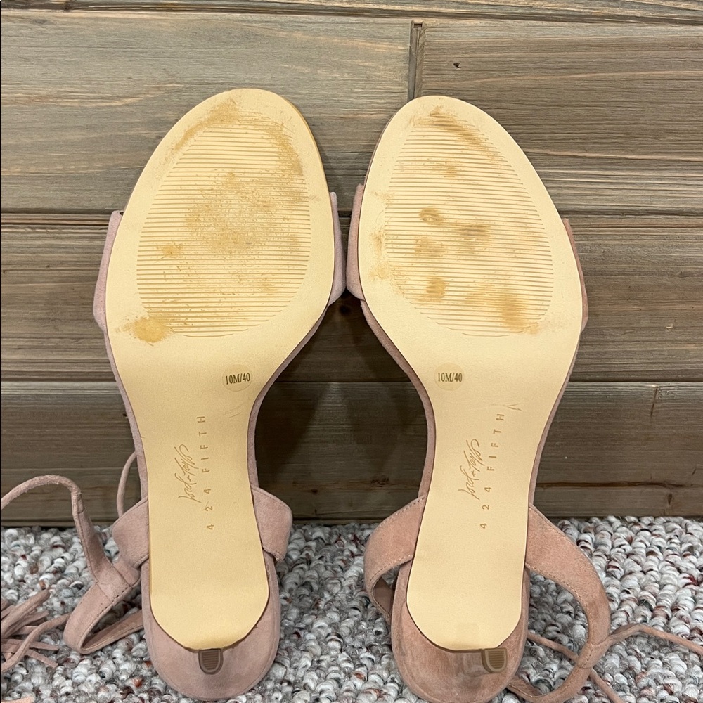 Lord & Taylor 424 Fifth Giovanna Blush Rose Suede Slingback Heels - Picture 14 of 14